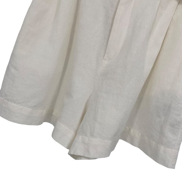 H&M Linen Blend High Rise Paper Bag Waist Shorts Cream Size 6 NWT - Picture 3 of 11
